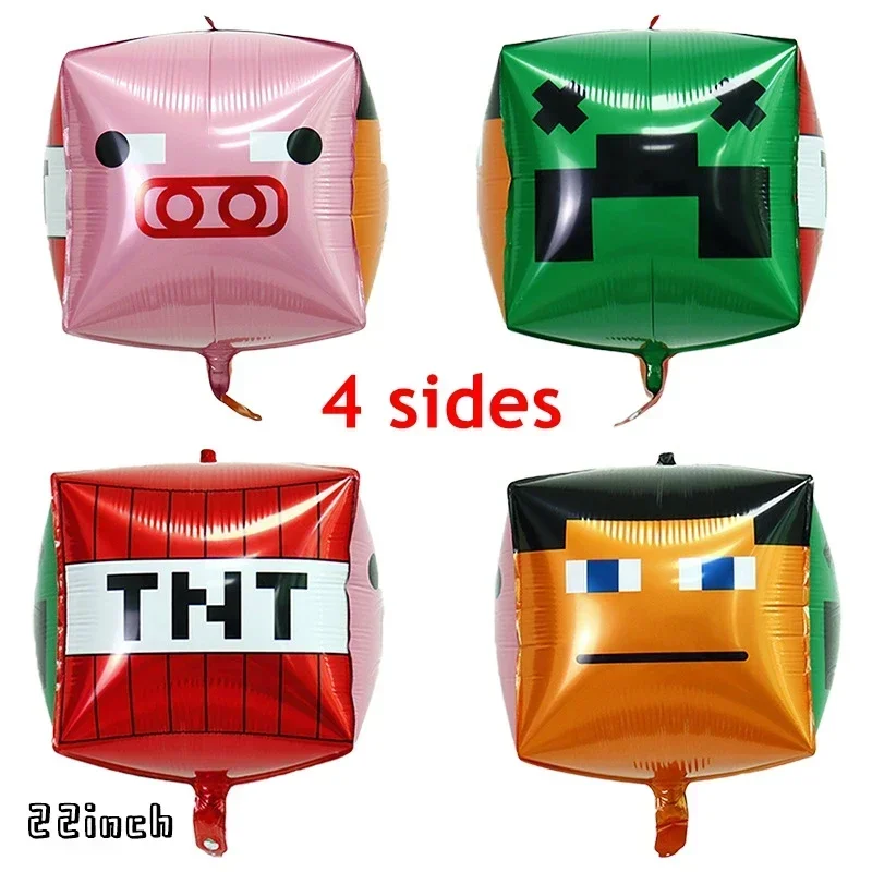 Minecrafte Pixel Balloon Anime Game Thema Meerdere ballonnen voor verjaardagsfeestje MC Decoratie Aluminium Film Ballon Nummerset