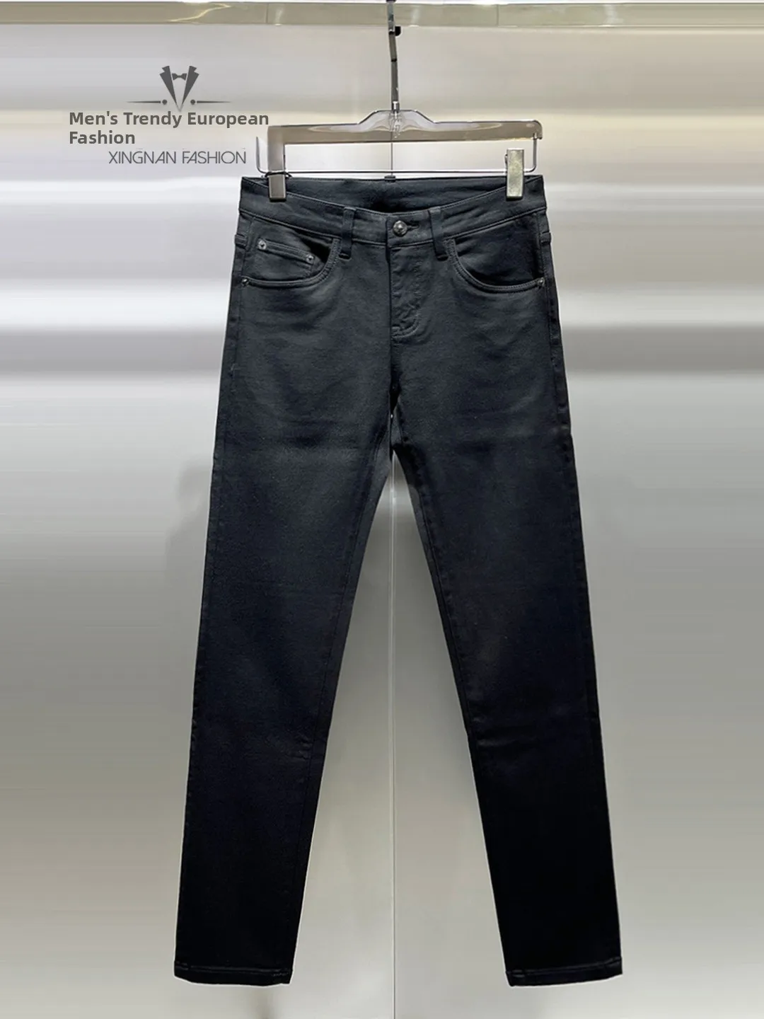 

Утепленные мужские джинсы Slim Fit с флисовой подкладкой, повседневные теплые зимние длинные брюки, универсальные черные джинсовые штаны для всех возрастов