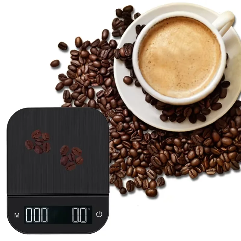Portable Electronic Kitchen Scale for Coffee Cooking and Roasting with 0.1g Precision Manual Brewing  and Timer Function  featur