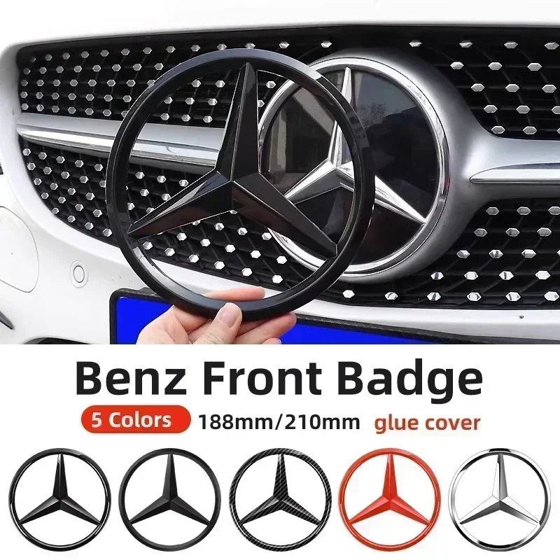 

1pc 188mm 210mm ABS Car Front Grille Badge Decal Cover Emblem For Mercedes Benz A/B/C/E/S Class GLA CLA GLE GLK CLK CLS GLS GLC