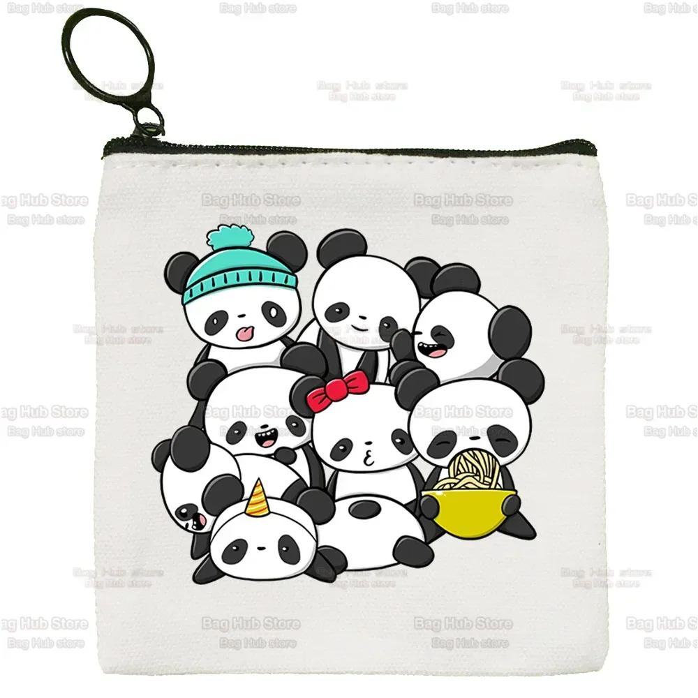 Panda Girl Animal Cartoon Stylish Kawaii Cute Mini Coin Purse Canvas Student Wallet Coin Case Zipper Hand Female Key Case