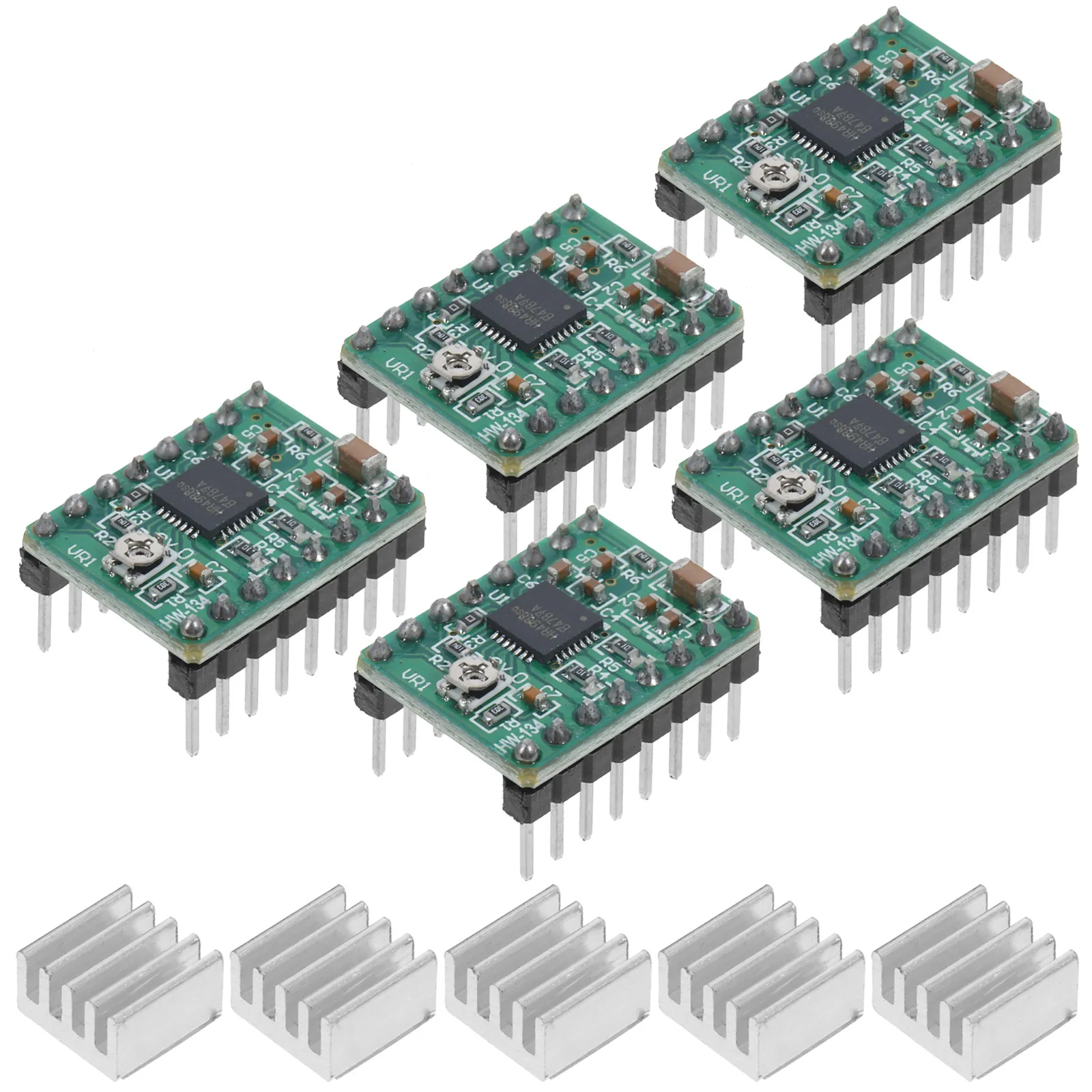 

5pcs A4988 Stepper Motor Driver Module for 3D Printer CNC Green Color Long Lasting 3D Printing Parts Accessories