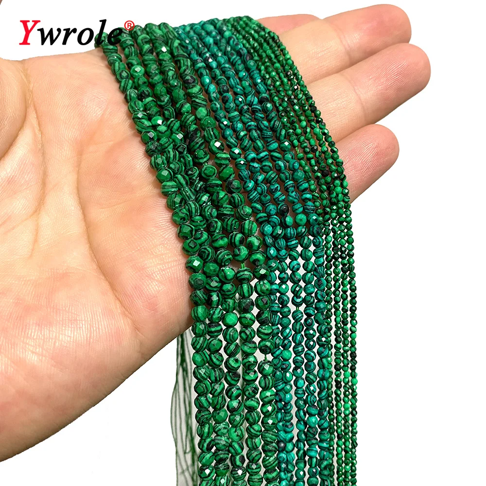 Natural 2 3 4MM Faceted Green Malachite Stone Beads Loose Gemstone For Jewelry Making DIY Bracelet Earrings Accessories 15''