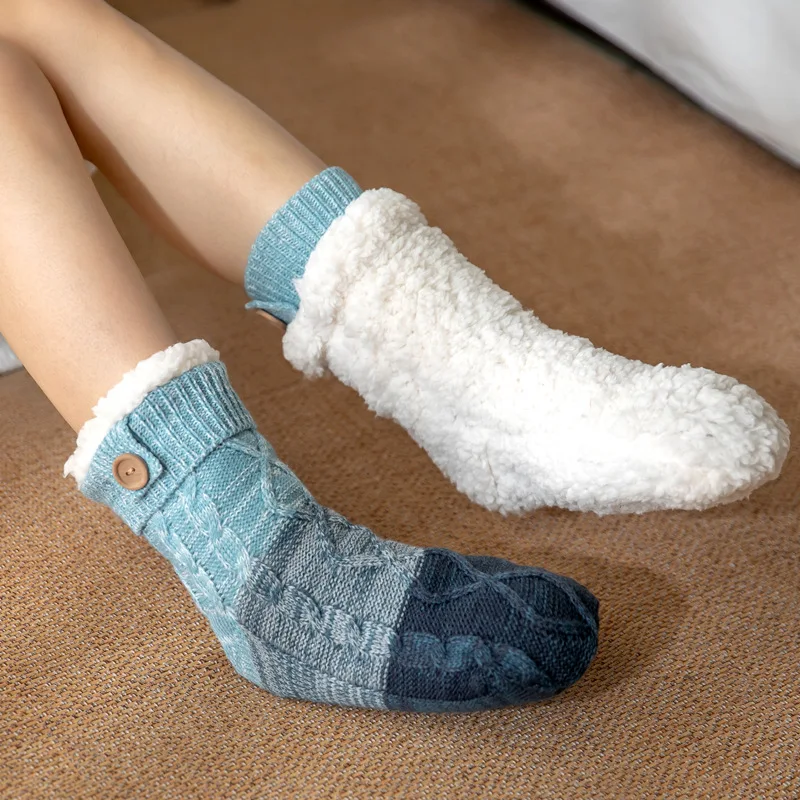 Fluffy Socks Women Fuzzy Thermal Winter Plush Soft Slip Non Grip Home Short Floor Comfy ladies Slippers Sock Female bottom