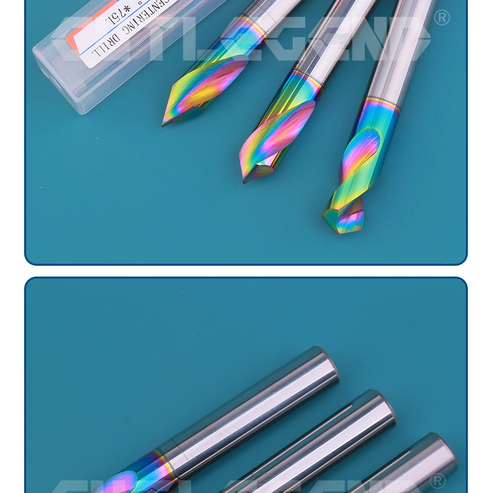 Hartmetall-Wolfram-Zentrierbohrer, Punktbohrer für Aluminium 60 ° 90 ° 120 ° 1-12mm Durchmesser Regenbogenbeschichtung Hohe Präzision & Haltbarkeit – Detail 8