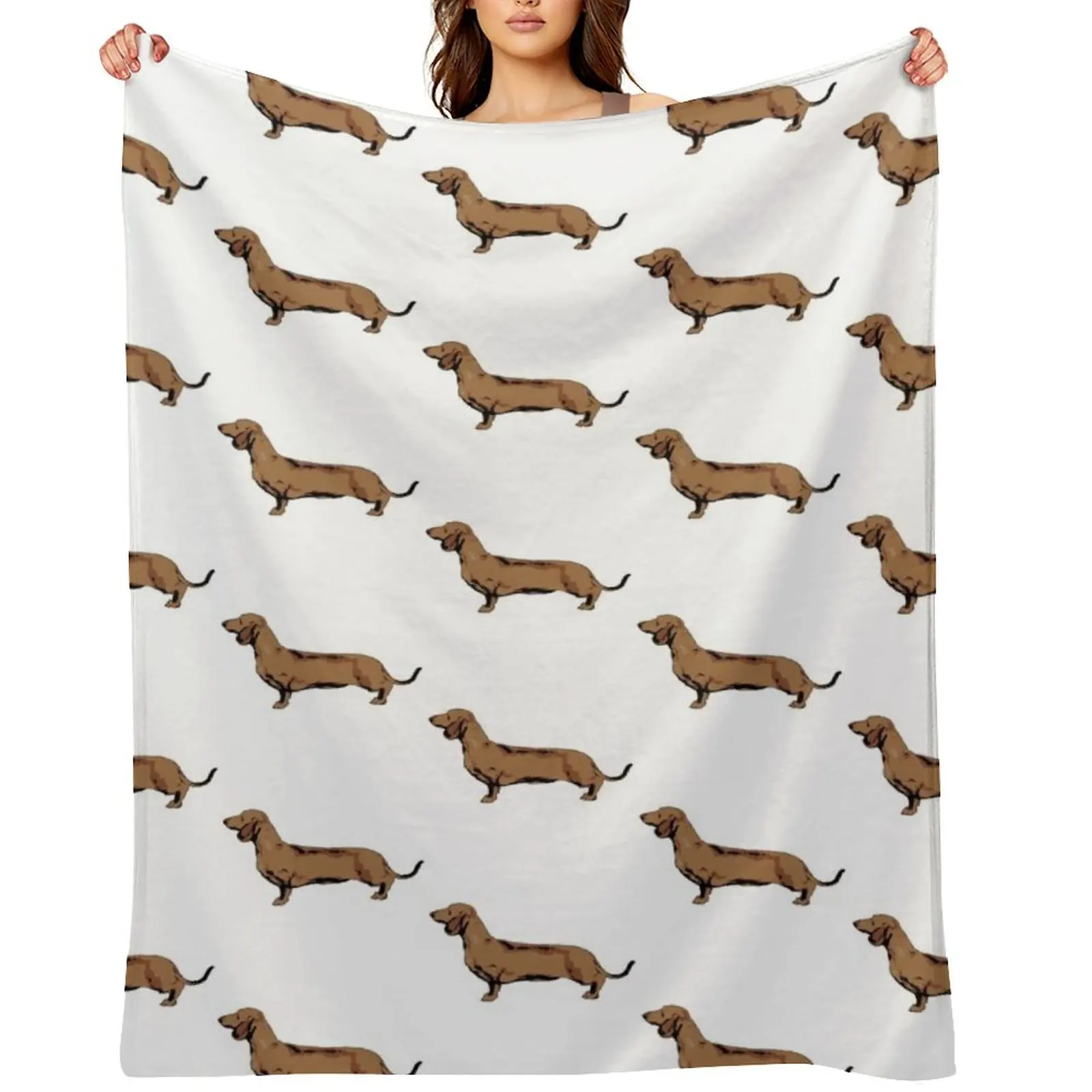 

Red Smooth Haired Dachshund Throw Blanket Decorative Beds Vintage Fashion Sofas Custom Blankets