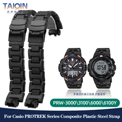 For Casio PROTREK Series Bracelet PRW-3000/3100YT PRW-6000/6100Y Composite Plastic Steel Watch Strap Chain Watchband with Tools