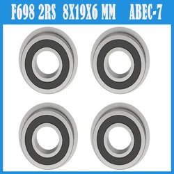 F698-2RS Bearing 8x19x6mm ( 10 PCS ) ABEC-7 Miniature Flanged F698RS Ball Bearings RF-1980DD