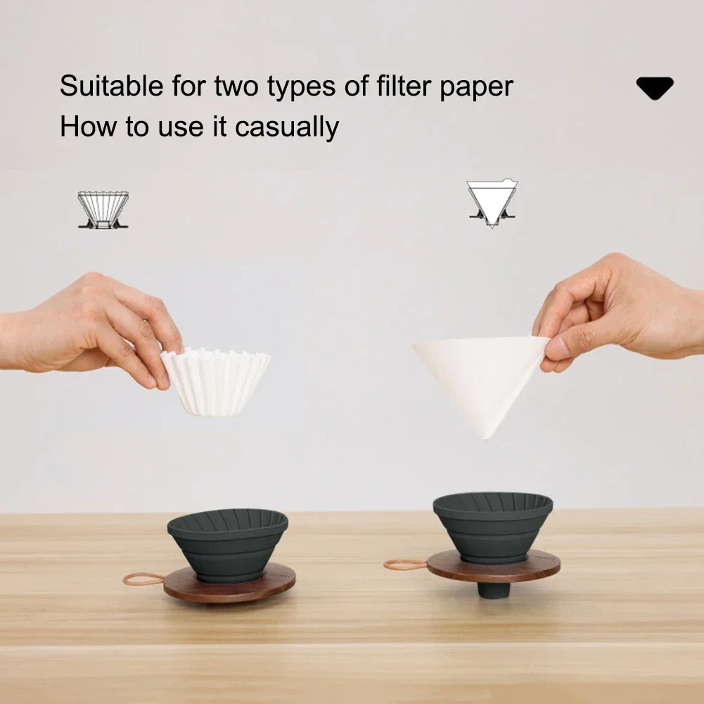 فلتر قهوة قابل للطي، حامل شاي القهوة بالتنقيط من السيليكون، سلة قمع، وعاء شاي قابل لإعادة الاستخدام، كوب الكيك