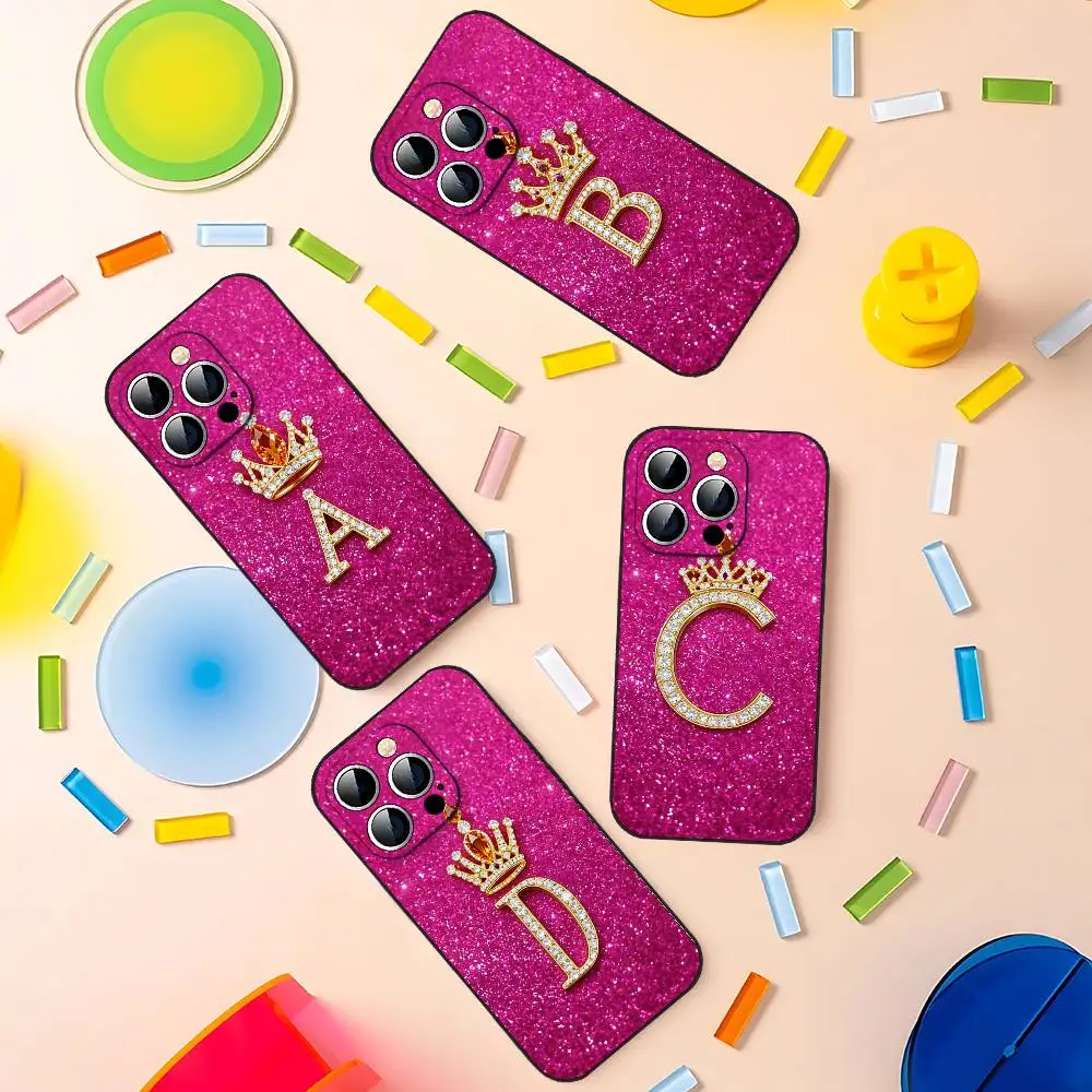 

Pink Diamond Letters Phone Case Phone Case For IPhone Models 17 16 15 11 13 14 Pro Max Plus X Xr Xs Max 13 Mini