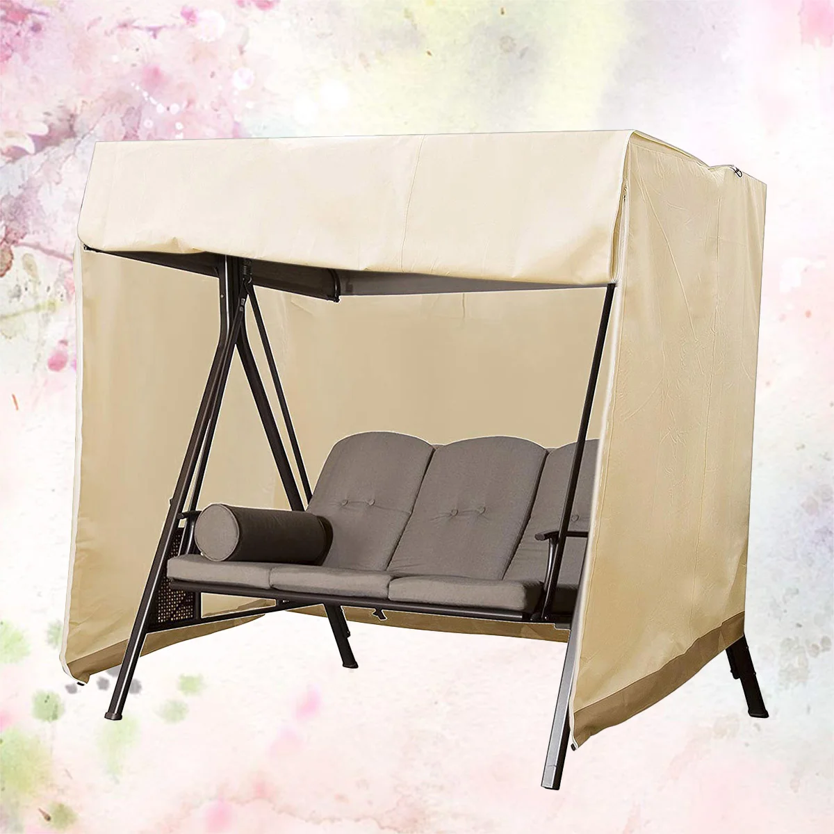 Waterproof Outdoor Hanging Chair Protective Cover Garden Swing Cover Creative Chair Cover (Beige and Coffee)