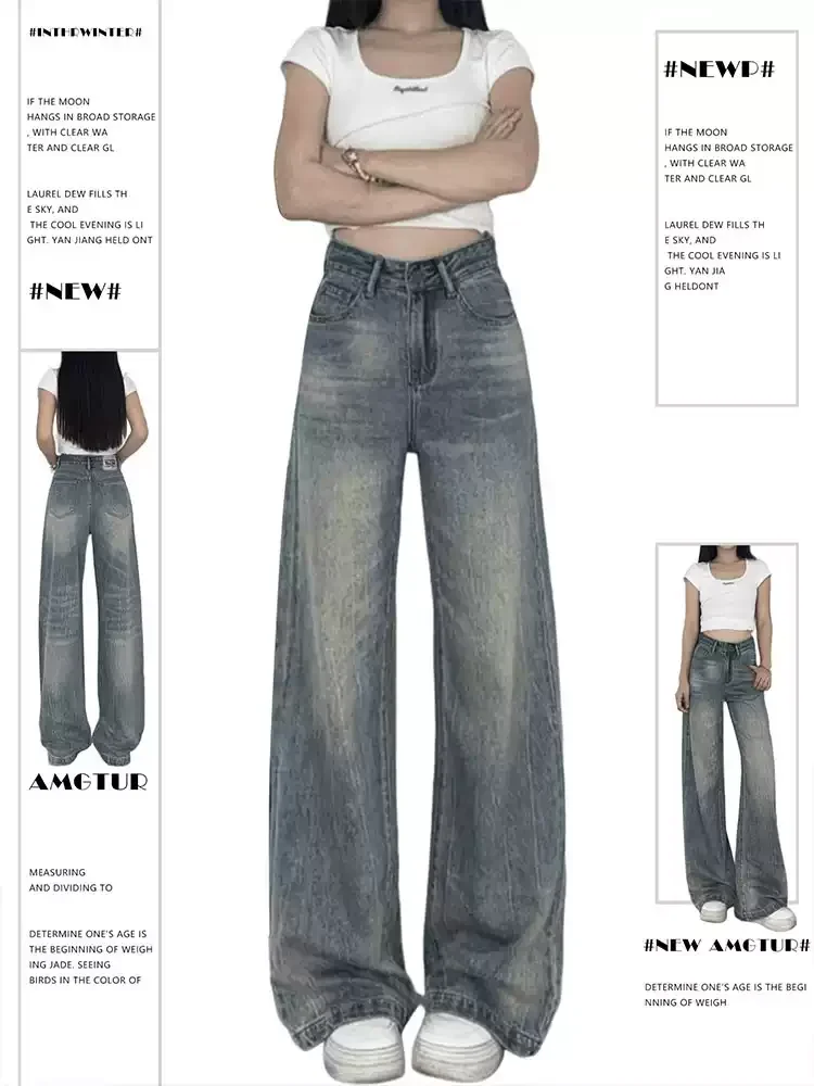 

Y2K Streetwear Washed effect Baggy Jeans Harajuku Hip-hop Vintage Pop Wide-leg Women's Denim Pants Trousers