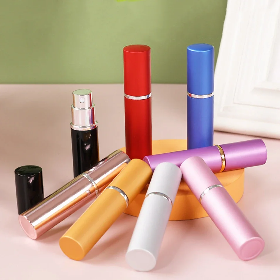 

5 шт., 5/10 мл, многоразовый флакон с распылителем для духов, портативный мини-насос, косметические контейнеры, распылитель для путешествий, все необходимое для макияжа