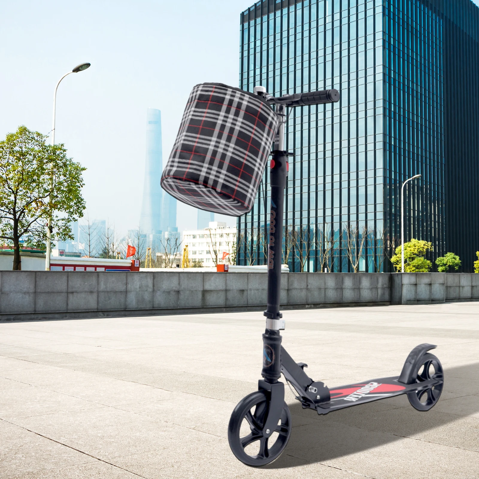 Folding double brake scooter with hand brake and foot brake 260 LBS DHL DE