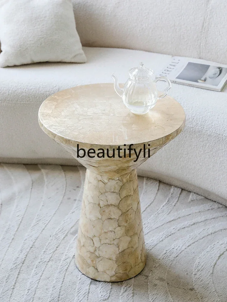 

ss C French light luxury style gold foil shell edge few living room art ornaments high-end furniture table
