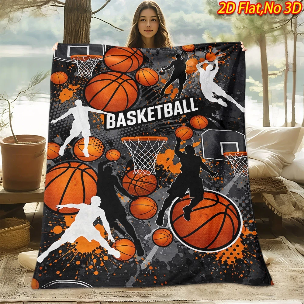 Home Decor Orange - Coole Basketball-Überwurfdecke, lebhaftes Orange, Farbspritzer, Graffiti-Kunst,