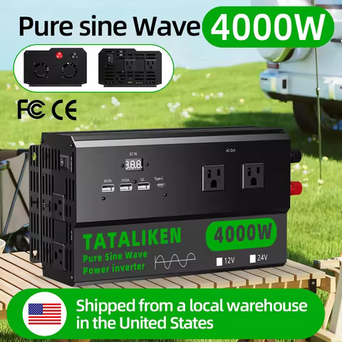 5000W Pure Sine Wave Inverter Outlet with Digital Display - Multi Socket for RV, Camping, Off-grid Power, Voltage Monitoring (US