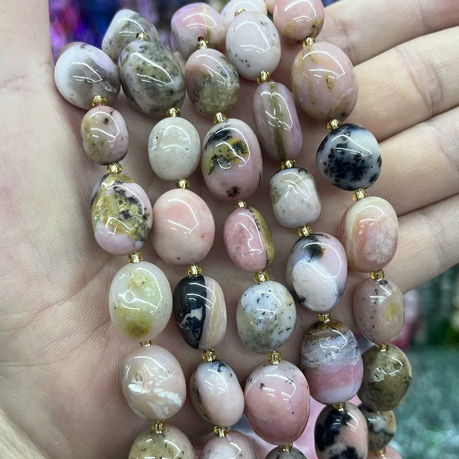

10-15mm Natural Pink Tourmaline Freefrom Egg Loose Stone Beads 15.5'' Strands Jewelry Making DIY