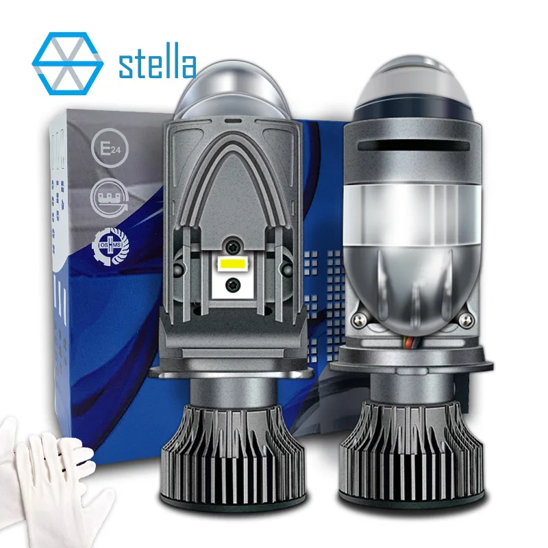 Stella Double Lens/Single Lens H4 LED Headlight Bulb Projector Lamp High/Low Beam High Power 110W 18000Lm 2 Chips for High Beam