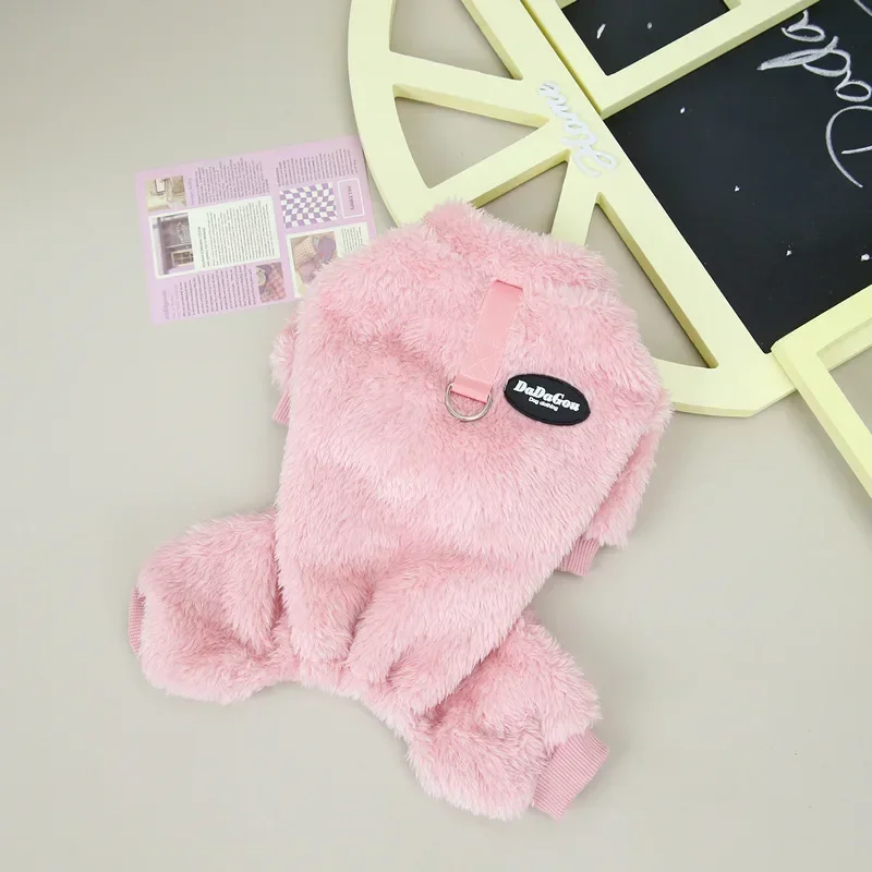 Winteroverall für Hunde, vierbeinig, warm, Haustierkleidung für kleine Hunde, Daunenoverall für Chihuahua, Mops, weiches Flanell-Hundekostüm – Detail 12