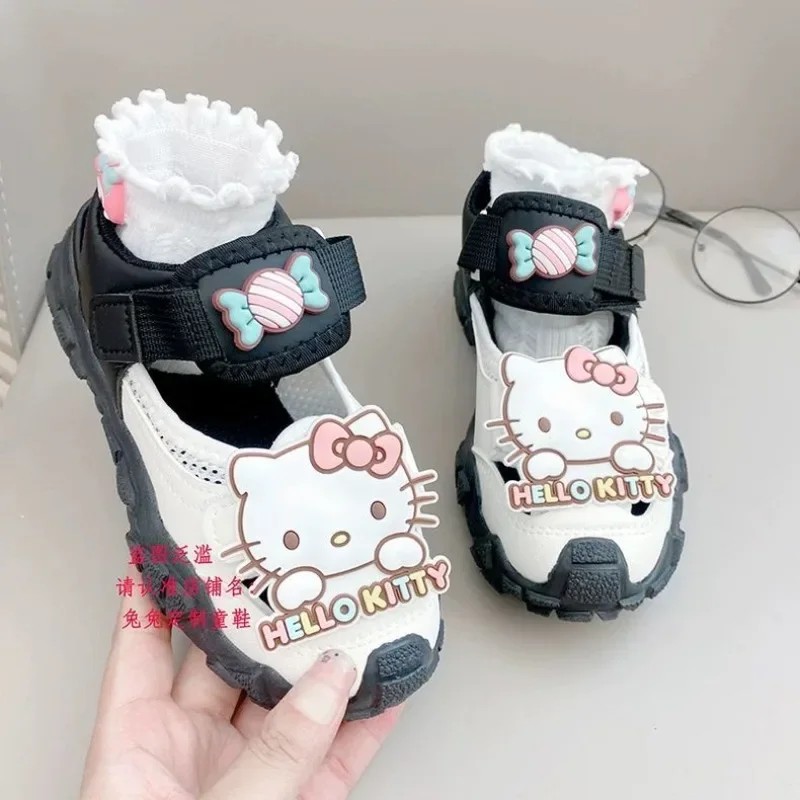 

Летние детские сандалии Kuromi в стиле аниме Kawaii Sanrio, повседневная детская обувь с милым рисунком My Melody, милая кукольная обувь, подарки для детей