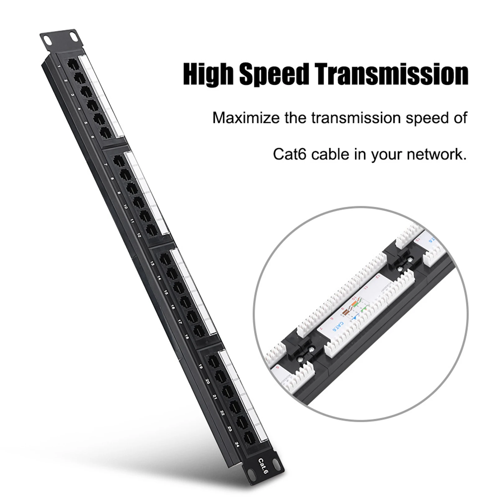 LAN Network Adapter CAT6 24 Port Patch Panel Rack Cable Wall Mounted Bracket Rack Tool