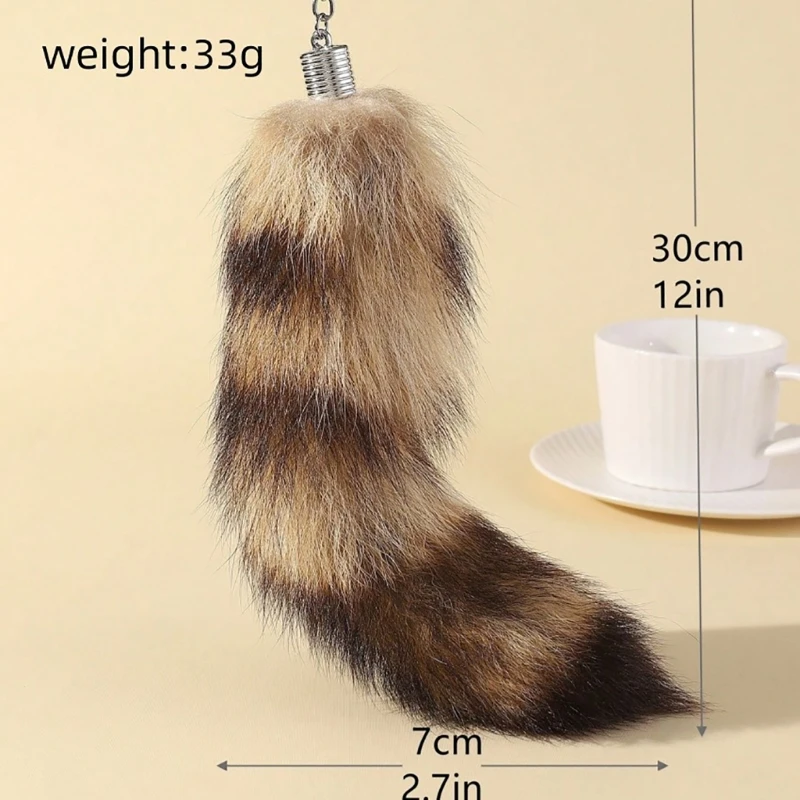 Soft Artificial Plush Tail Keychain Unique Foxes Tail Pendant Keychain Accessory Delicate Keyring Ornament for Women