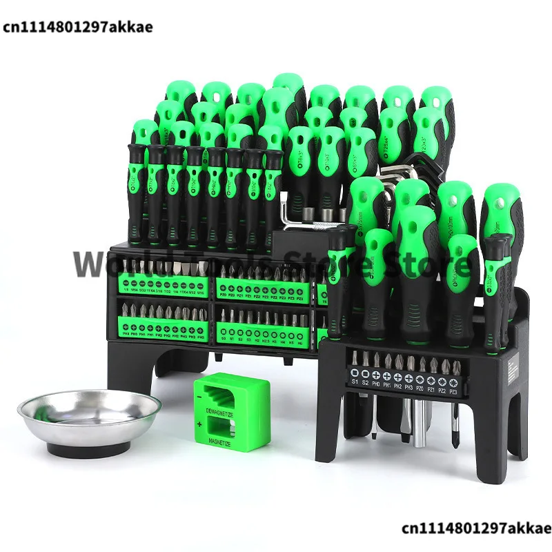 118pc Manual Screwdriver Set with Demagnetizer Red Blue Green Three Models Plastic Frame Box Repair Tool Kit Motorcycle Accessor