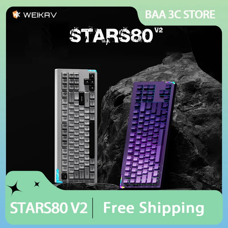 Weikav Stars80 V2 Mechanical Keyboard Kit Tri Mode Wireless Keyboard Customized Aluminum Alloy RGB QMK/VIA Gamer PC Accessories