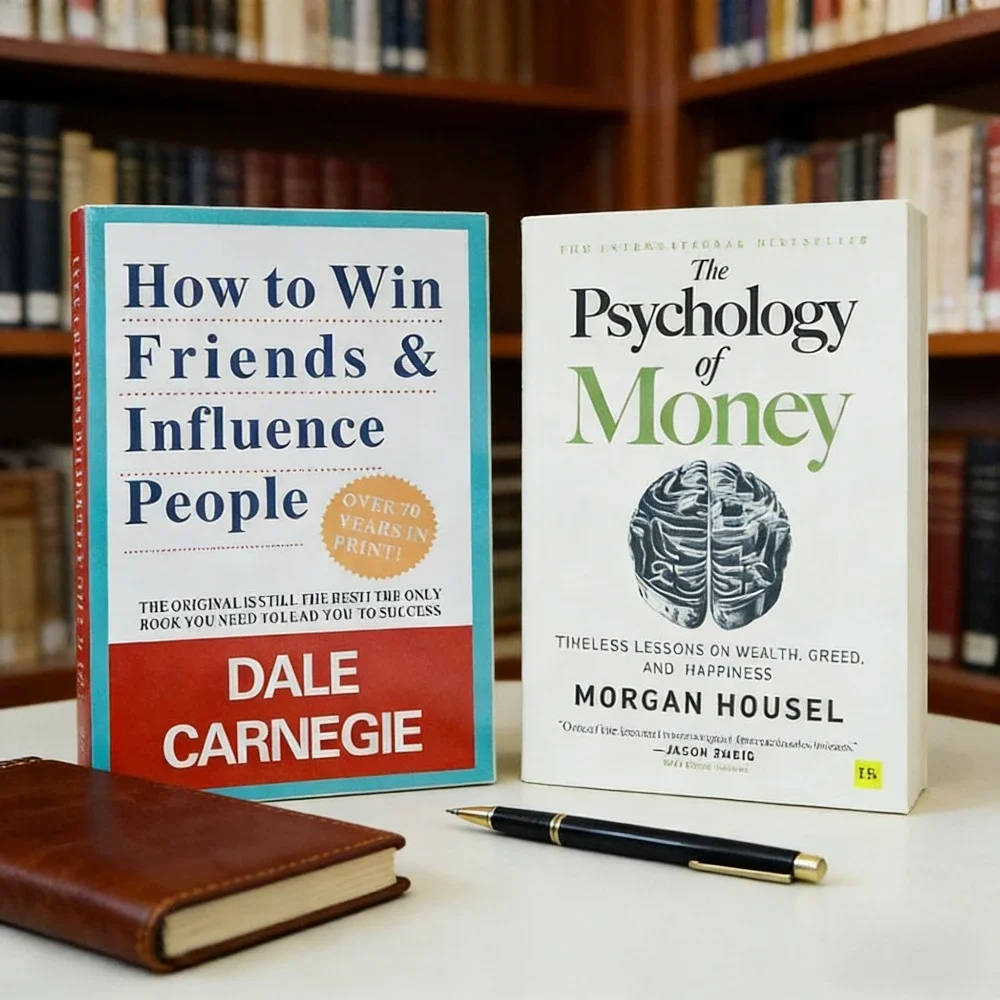 

How to Win Friends & Influence People Dale Carnegie + The Psychology of Money Morgan Housel - Growth & Finance Guide