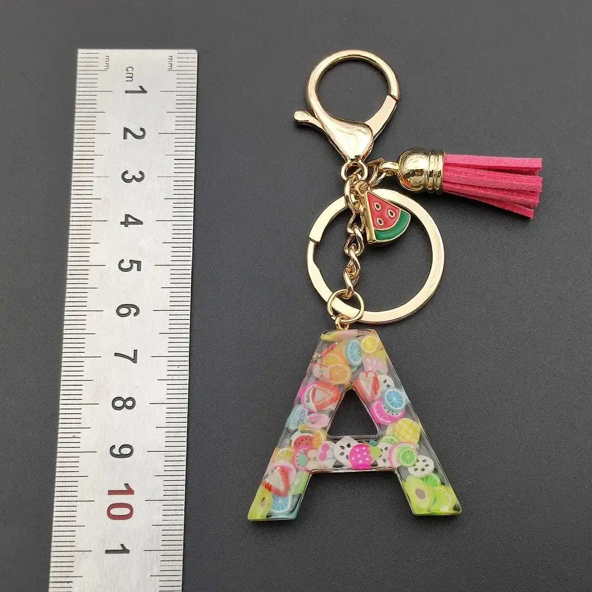 Initial Letter A-Z Fruit Keychain Pendant Car Keyring Girl Women's Purse Backpack Bag Accessories Kids Christmas Party Gift