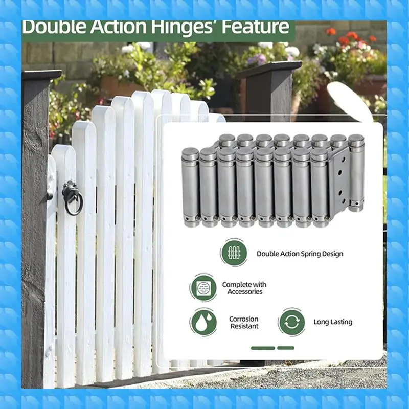 ETRT 4Pcs 3In Double Action Spring Hinges Including Pins And Screws For Cafe Saloon Pub Swinging Doors Silver