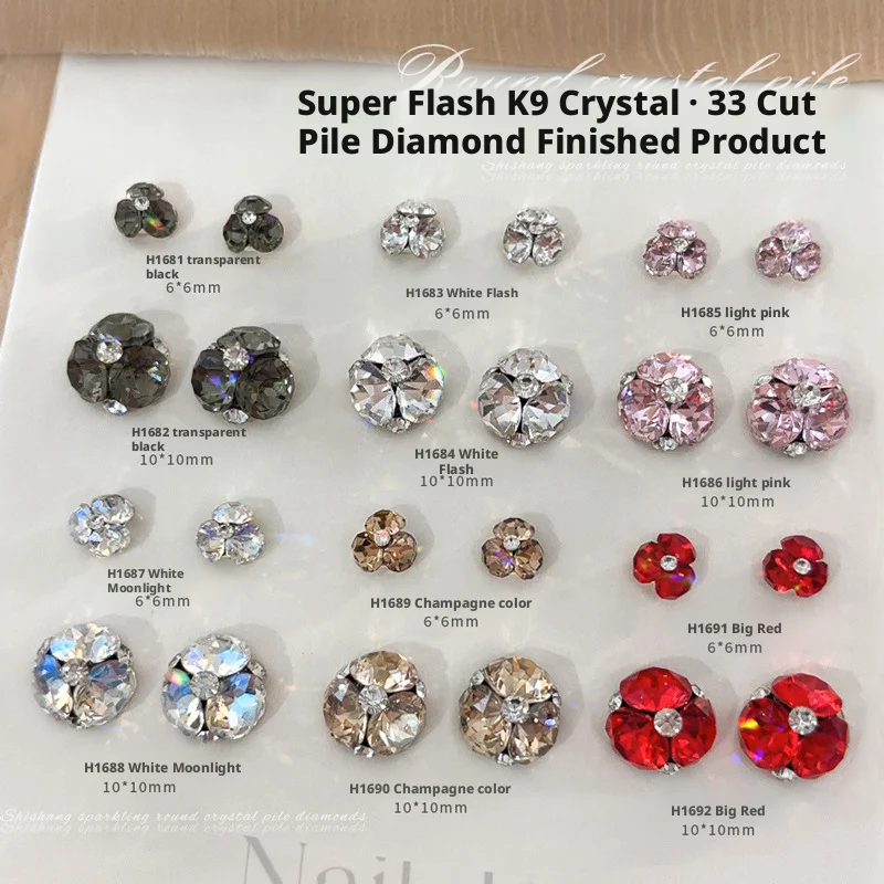 YYM 6 Stück 3D-Nagelkunst-Strass-Kugeln, glänzende Nagelanhänger aus Legierung, funkelnde Nagelglas-Kristall-Nageldekorationen für den Nagelstudio-Bedarf