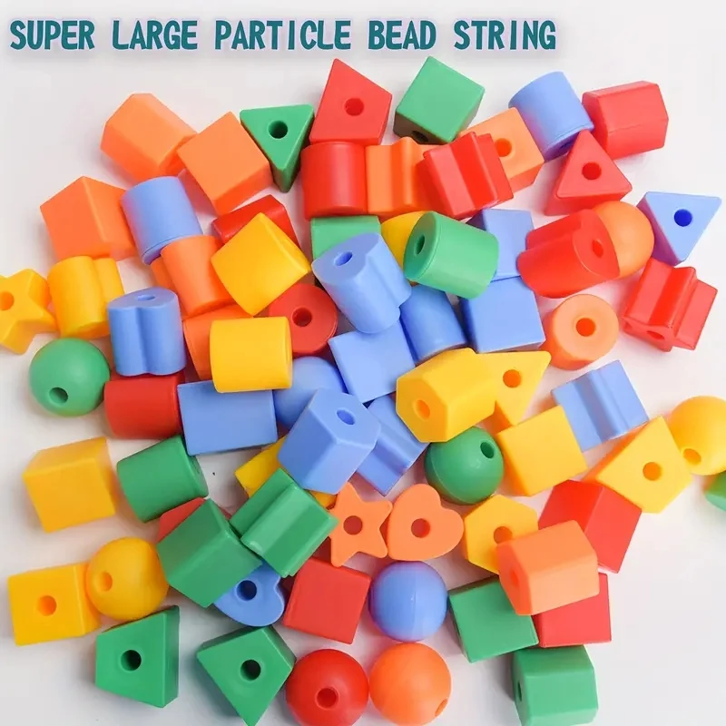 

Children'S Bead Toys, Building Blocks, Boys And Girls, Action Training, Bead Threading, Montessori Threading, Diy Teaching Aids