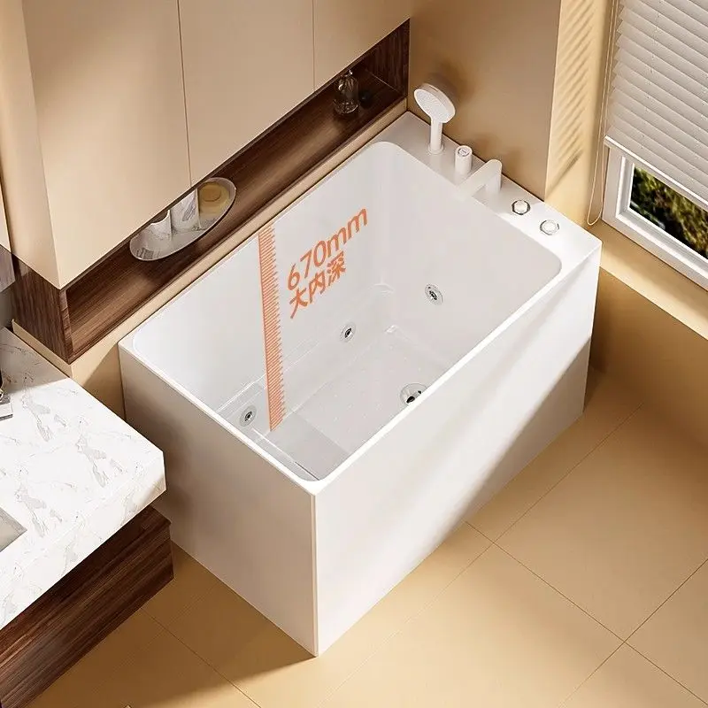 Mini bathtub household adult small apartment integrated acrylic Japanese independent deep bubble seated independent bathtub