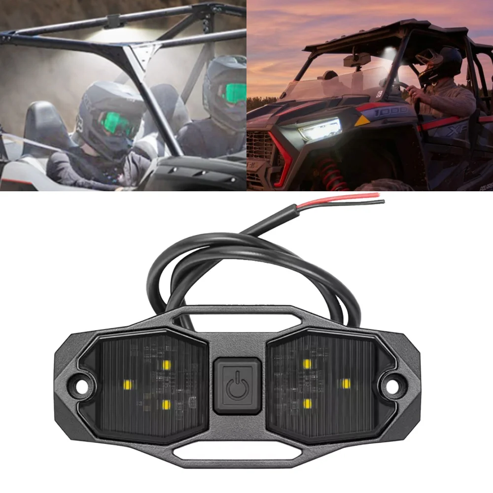 White UTV Dome Light Roll Bar Mount LED Roll Cage Utility Light W/Switch For Can Am Maverick X3 Max R 2017-2025