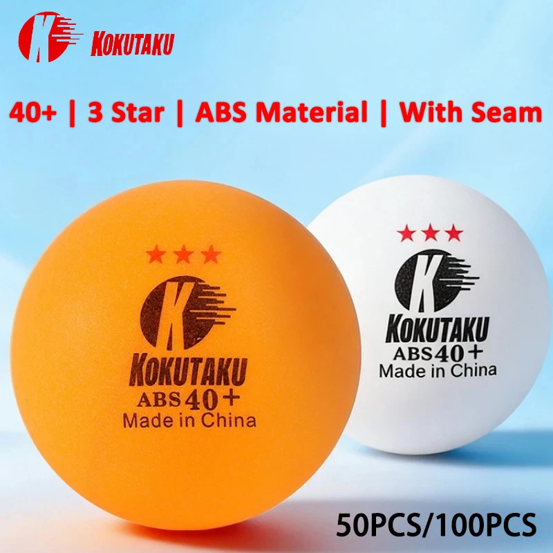 

KOKUTAKU Table Tennis Balls with Seam 40+ 3 Star Ping Pong Balls ABS Material Durable Ping Pong Ball Indoor Outdoor Training