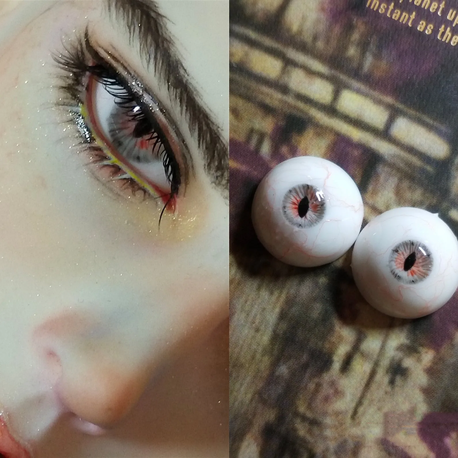 Ojos seguros de resina Fox, 1/4 1/3 BJD Doll Craft Eyeballs, equipado con pupilas de animales brillantes, 1 par