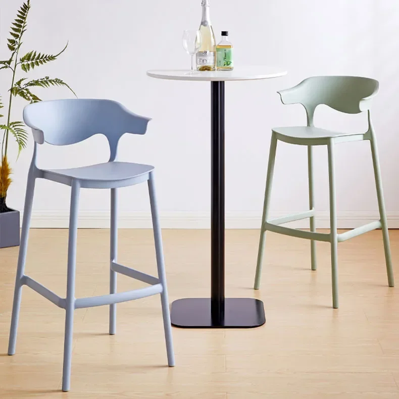Nordic minimalist outdoor plastic back bar chair with stackable designer high stools