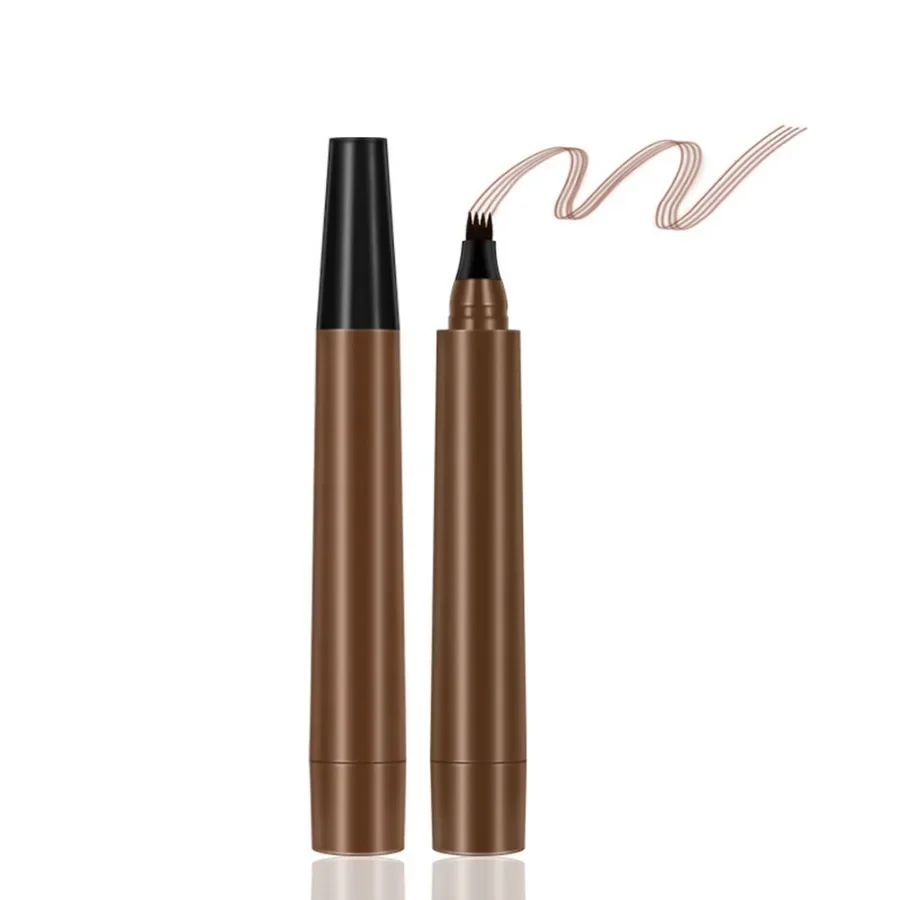 Custom 4colors Four Headed Fork Eyebrow Pencil Waterproof Long Lasting Easy To Apply Black Brown Brows Makeup Bulk