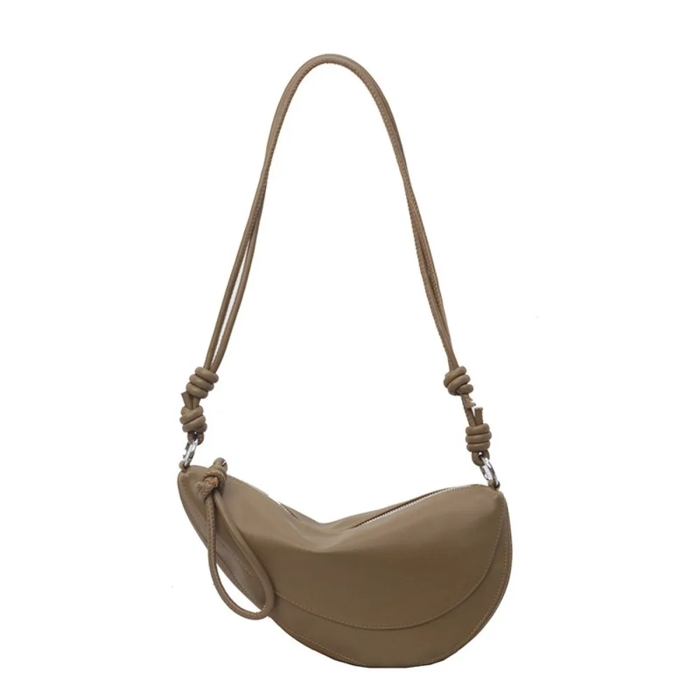 Niche Soft PU Half Moon Cow Horn Bag New Commuter Moon Dumpling Bag High Quality Single Shoulder Crossbody Bag