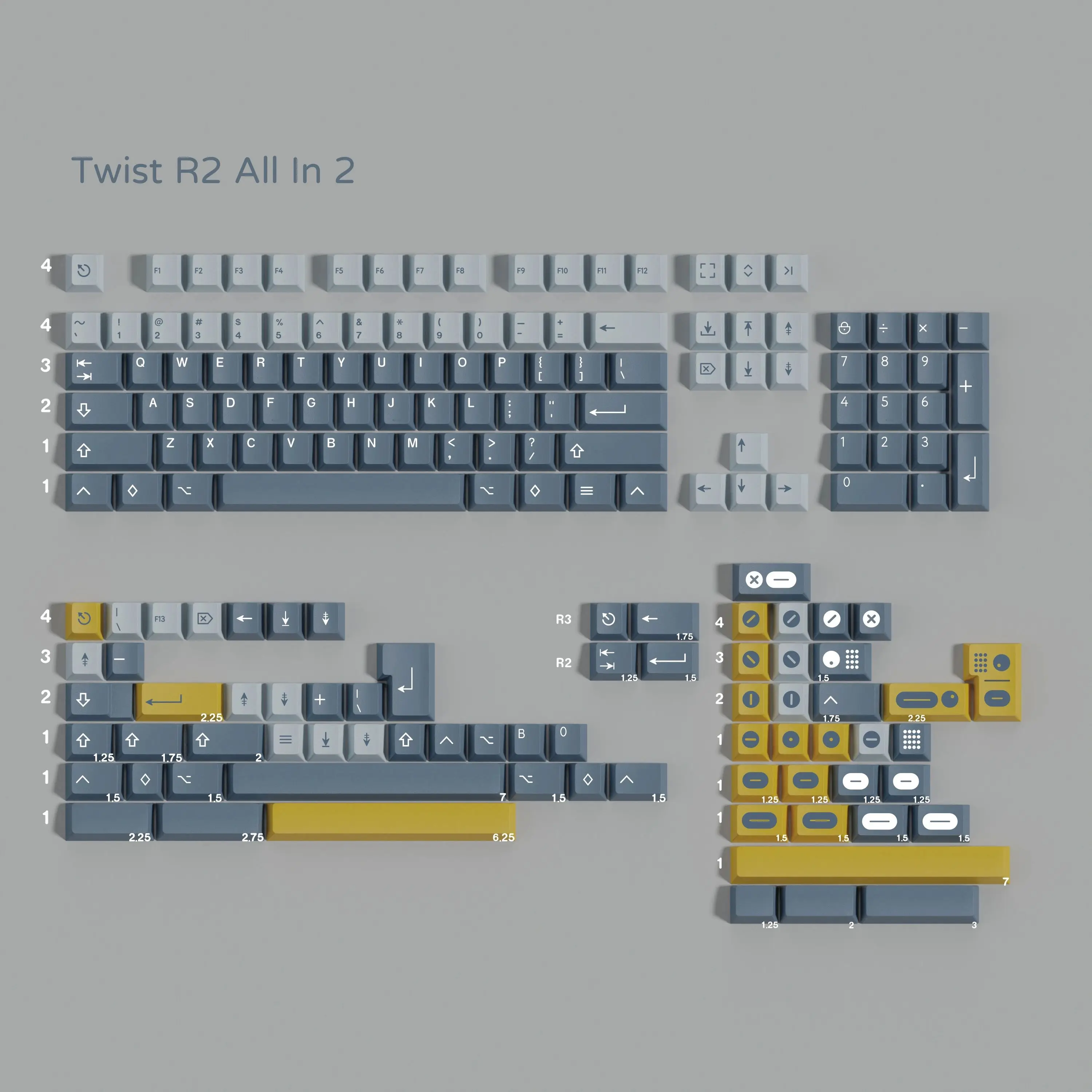 PBT Keycaps Twist R2 Keycap Cherry Profile Dye Sublimation Key Caps For MX Mechanical Keyboard 2.25U 2.75U Split Spaces ISO Ente