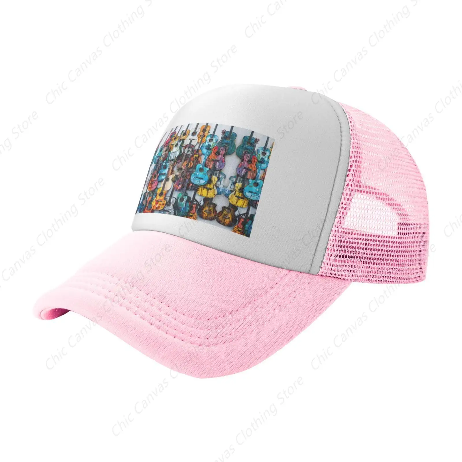 

Colorful Guitars Dad Golf Hats Fashion Baseball Hat Breathable Adult Outdoor Mesh Hat Travelling Sun Protection Casquette