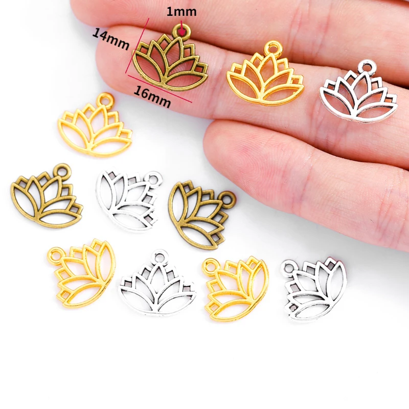 30 قطع 5 اللون العتيقة الفضة اللون مجوهرات DIY زهرة سحر قلادة قلادة، القرط سوار 14*16 ملليمتر Q1136 #2