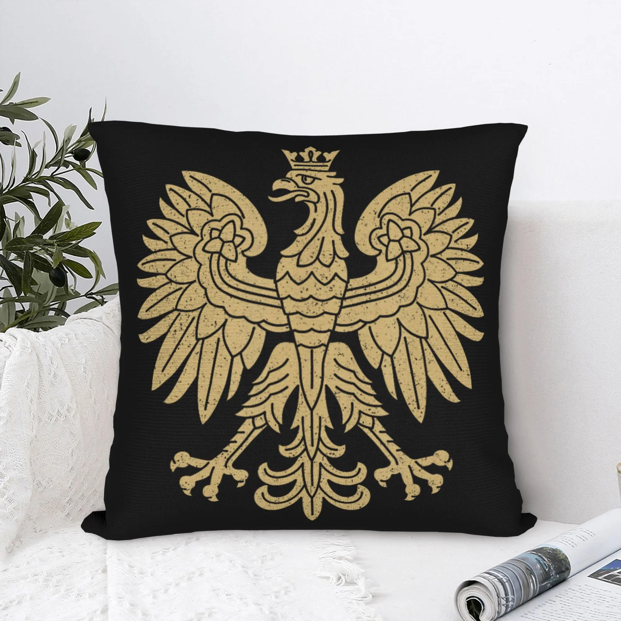 Soft Polish Eagle Coat of Arms Poland Pillowcase Polyester Cushion Cover Decoration Polska Throw Pillow Case Cover Chair Zipper