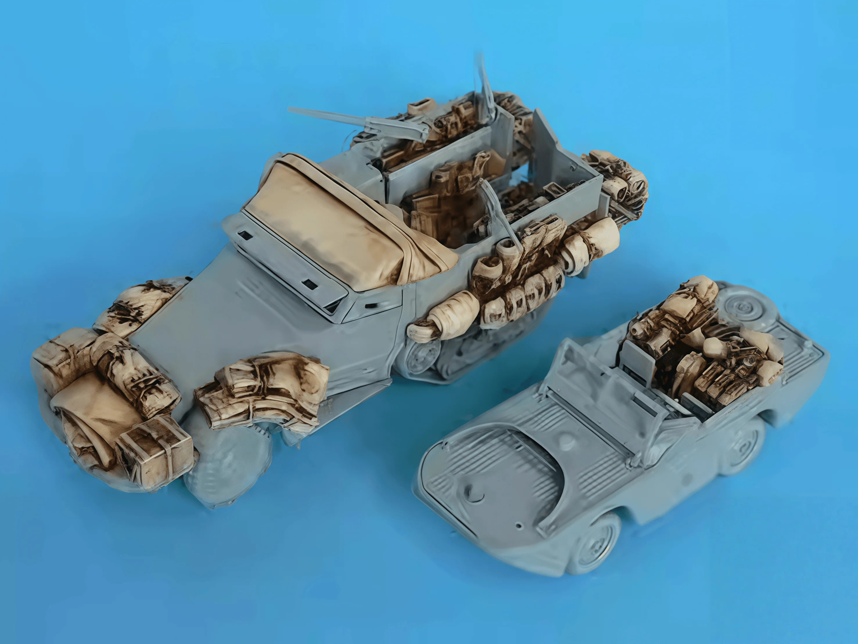 

1:72 Casting Resin Model Assembly Kit, GK, M3 Half Track and Amphibious Vehicle Package, Unpainted, Requires Assembly