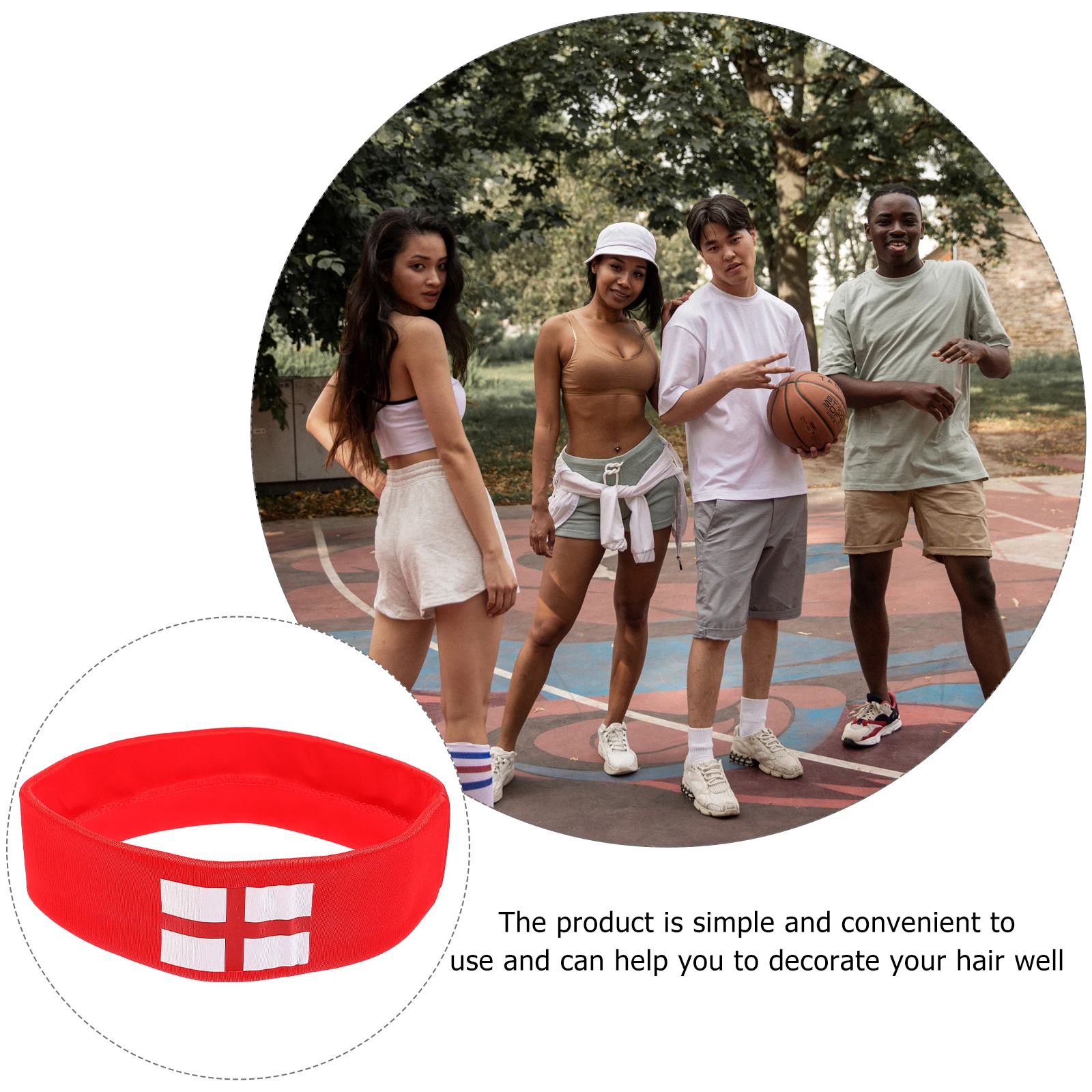 

2pcs Football Cheering Headbands Hair Hoop Sweatband Flag Design Decoration for Men Women Durable Lightweight