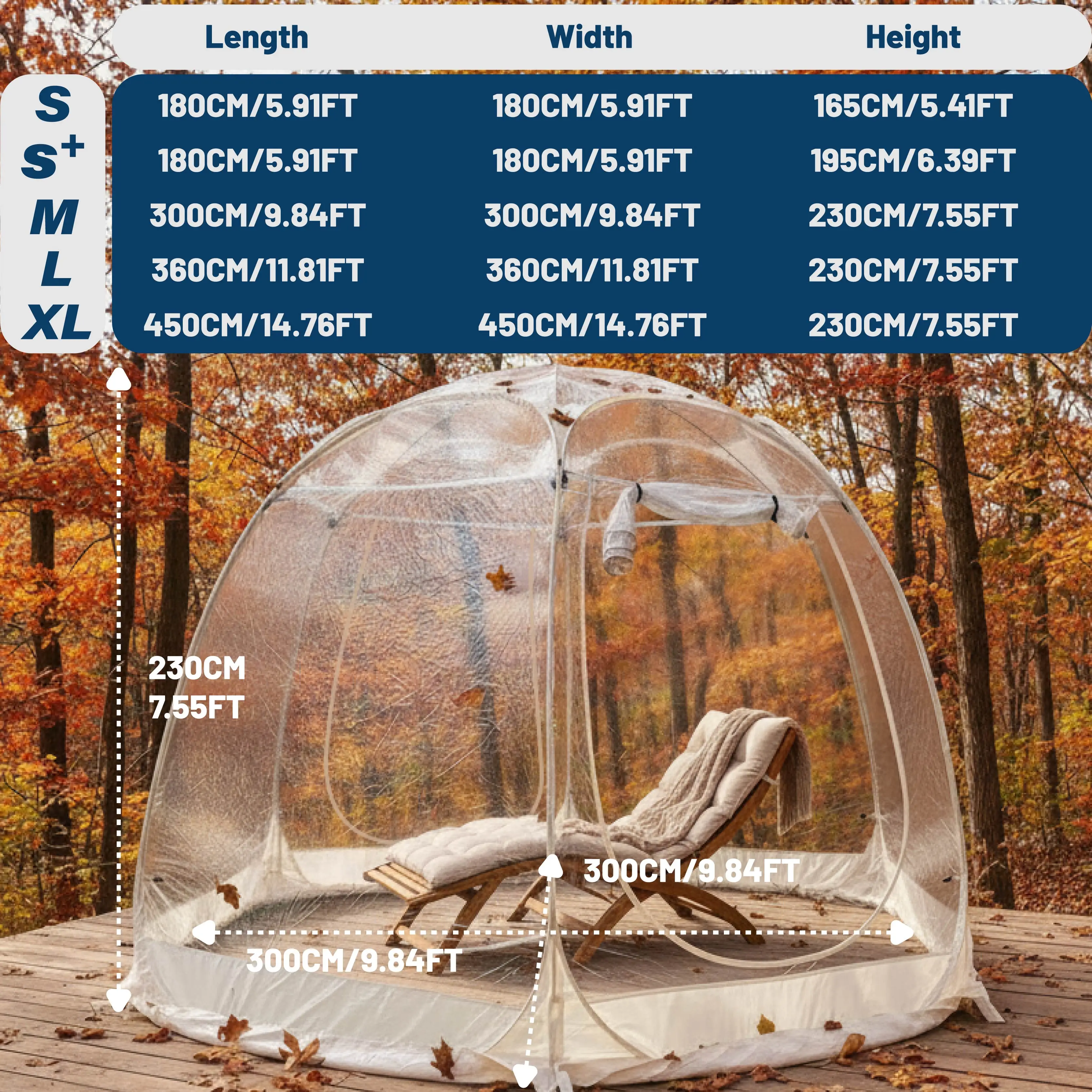 

Large Quick-Set Bubble Tent Portable Outdoor Igloo Extreme Cold Resistant Winter Shelter for Camping And Backyard Use