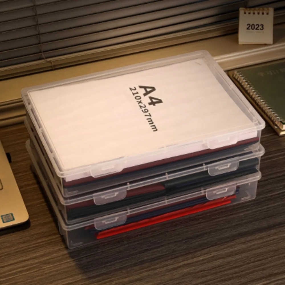 

Dust Proof Plastic Document Organizer Square Shape Clear A4 Organizing Box Certificate File Container