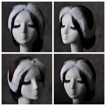 לבן או שחור נוצה ראש עם רצועה ברבור אגם אגם בלט שיער חום, כיסוי נוצה נסיכה